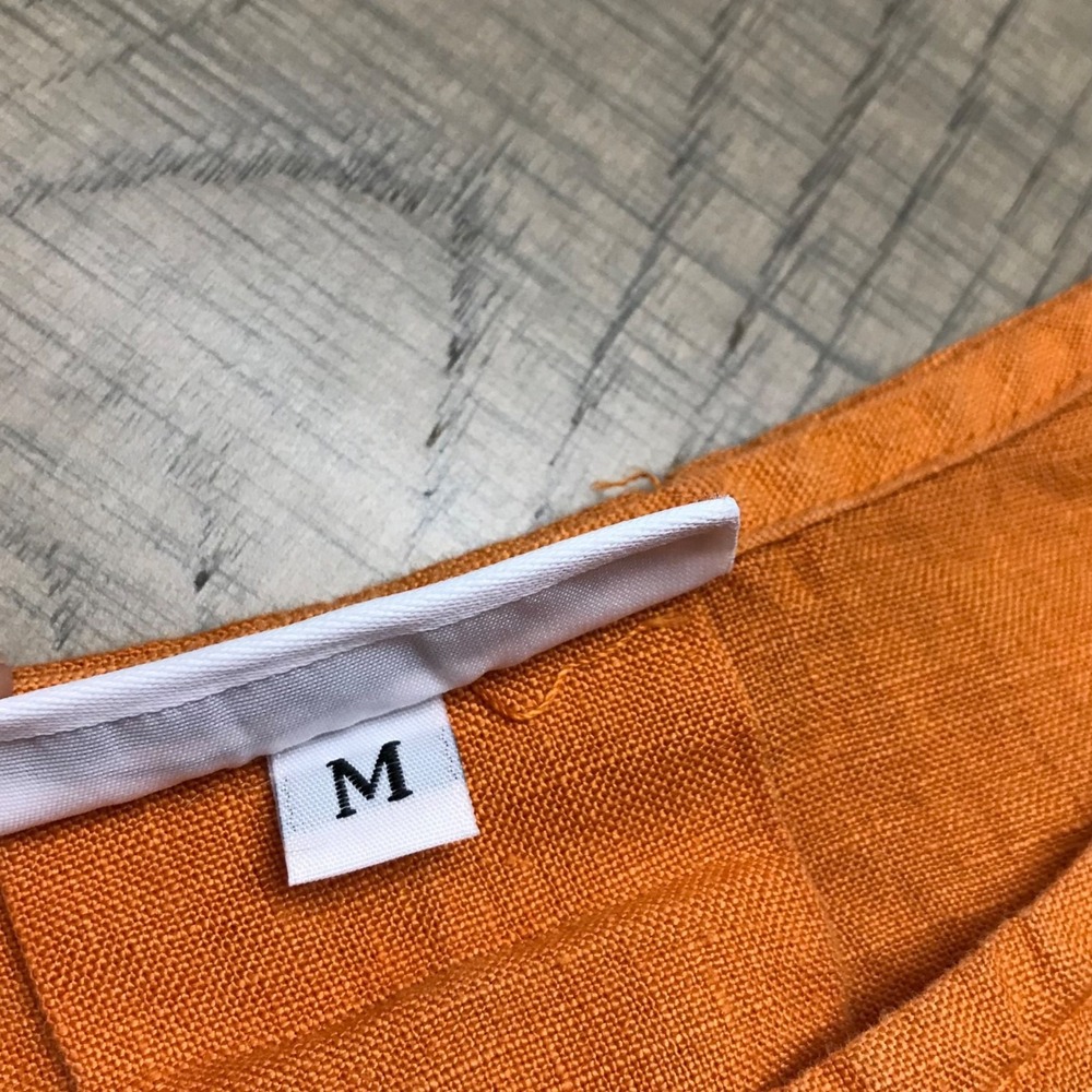 Bryn Walker Linen Top Tunic Blouse Womens Size M Orange Flutter Sleeve Fall USA - Picture 4 of 9